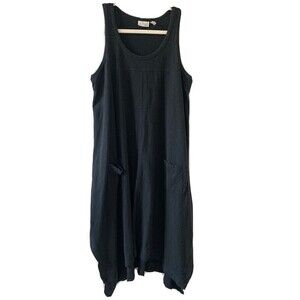 LOGO by Lori Goldstein Womens Size Small Black Stretch Asymmetrical Midi Dress